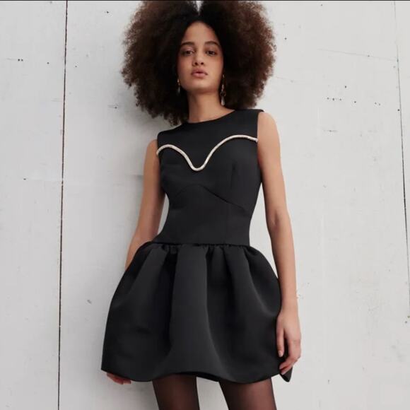 TANYA TAYLOR Noaki Embellished Mini Dress Black Silver Embellished Size 4 NEW - Picture 5 of 12